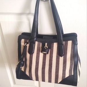 London Fog Blk/Tan Satchel Bag. New.